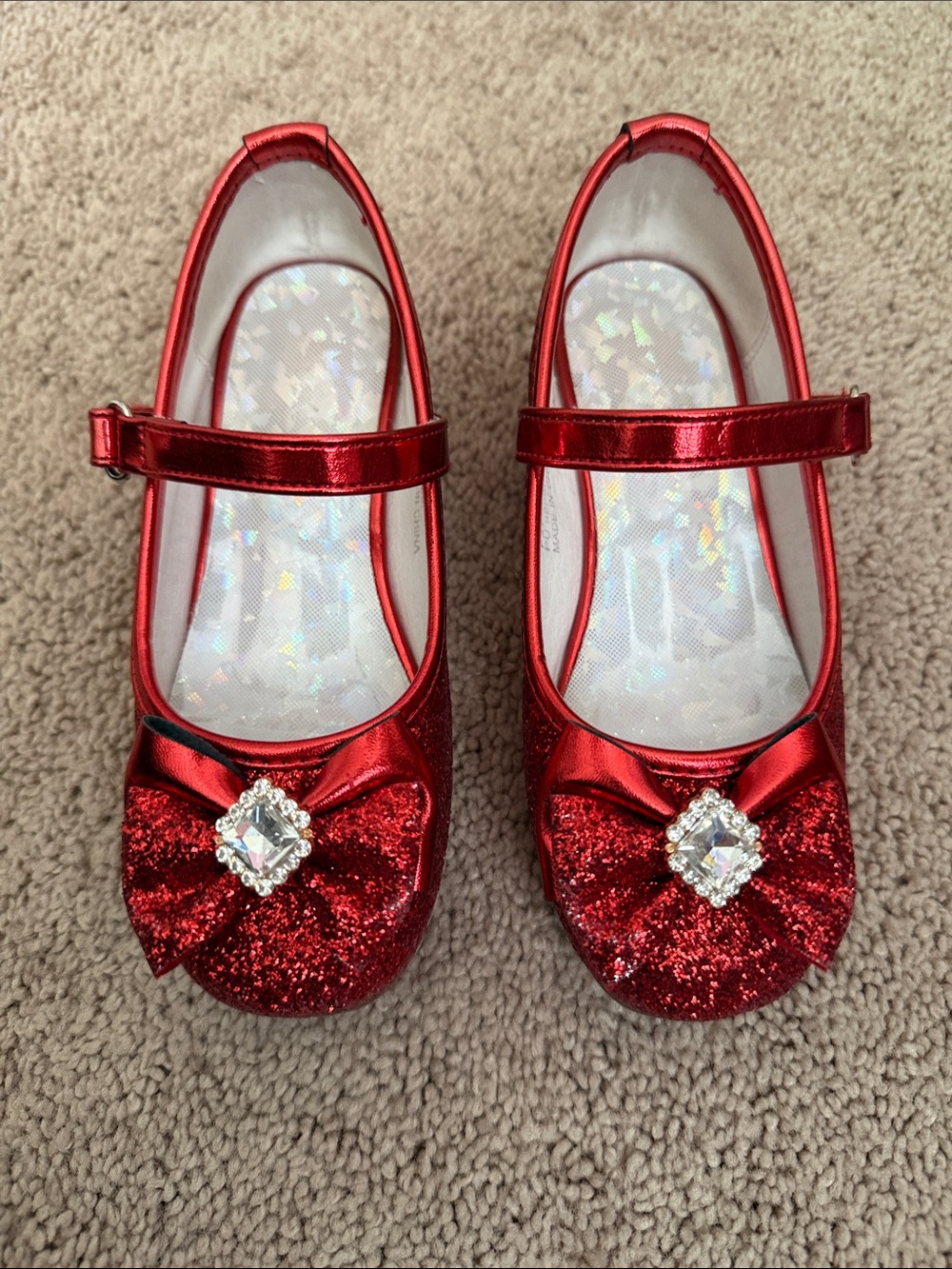 Girls Red Glitter Mary Jane Dress Shoes